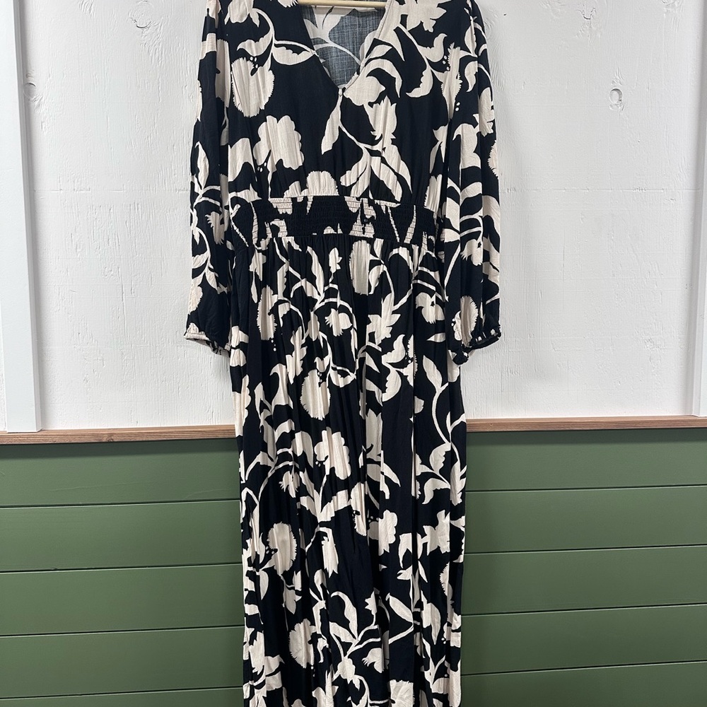 Knox Rose Black and White Ruffled Wrap Sundress